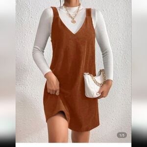 NEW! Casual Brown Corduroy Dress